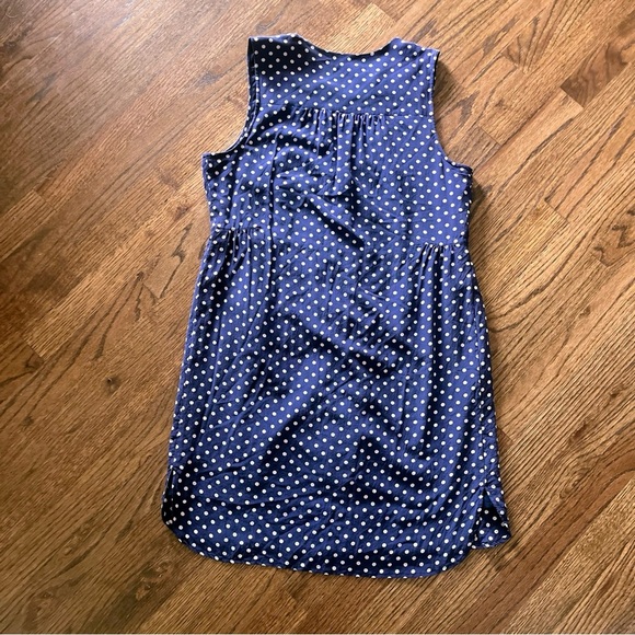 Madewell Silk Dotty Dress Navy Polka Dot Sleeveless Size L - Picture 4 of 13